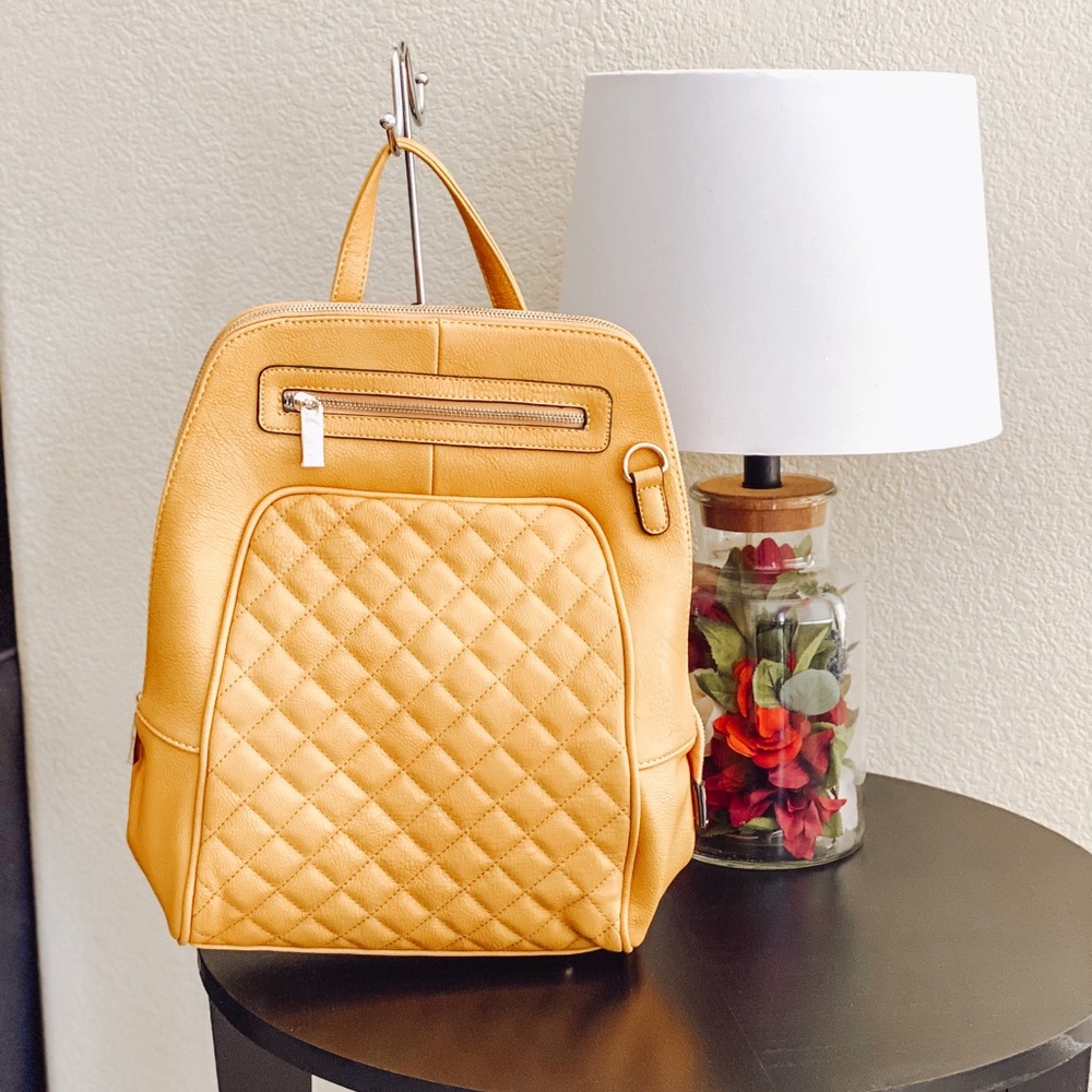 Mustard Quilted Backpack - Picture 2 of 2